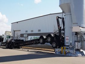 The Quickstand Trailer is able to quickly and safely unload a Quickstand Silo